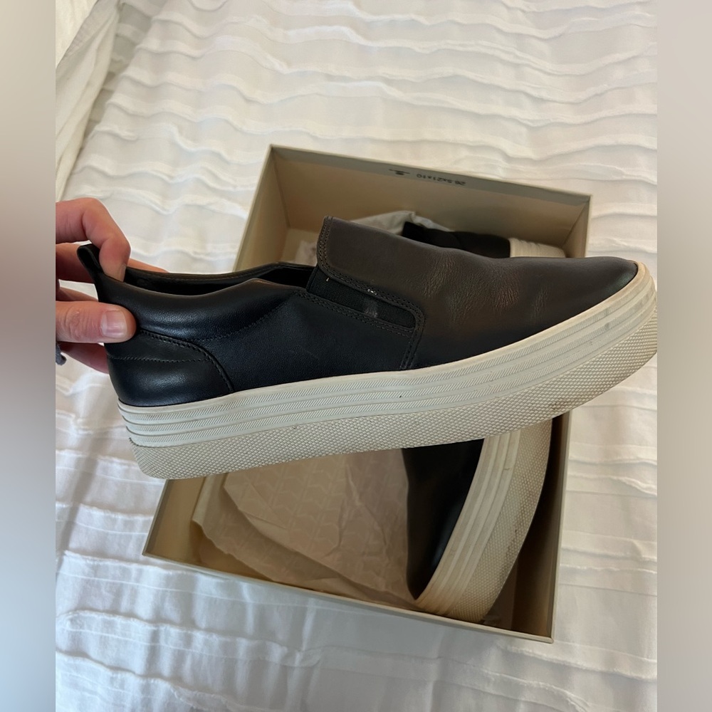 Marc Fisher black leather mIELISE slip on sneaker